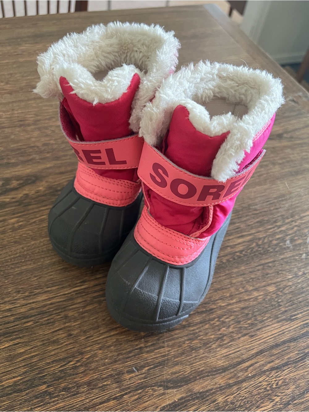 Sorel Kids Hot Pink and Gray Winter Boots with Faux Fur